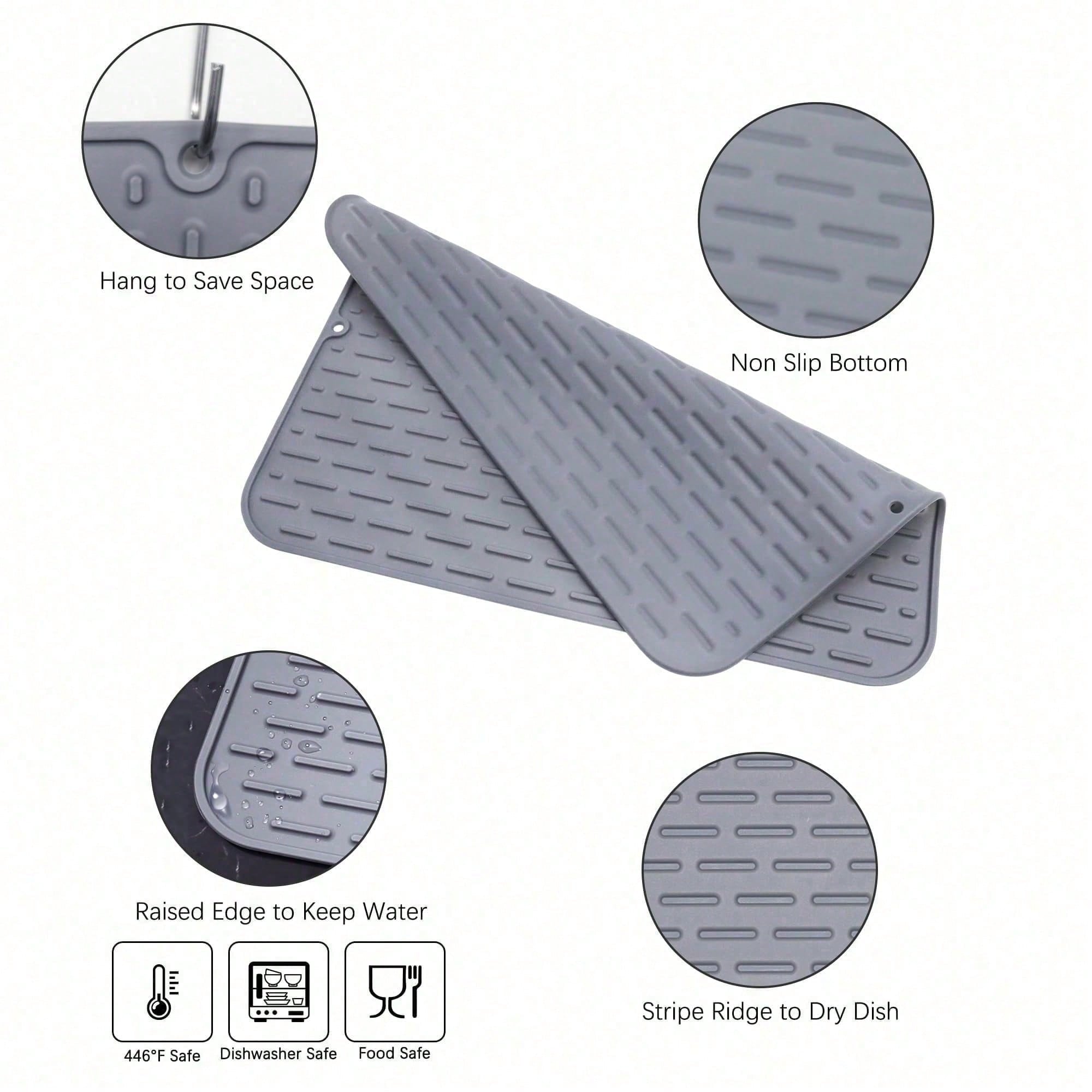 Versatile Silicone Drying Mat Heat Trivet, Multi Use Countertop Pad For Dish Dra