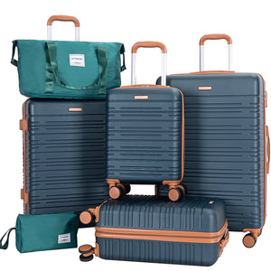 6 Piece Luggage Set, ABS Hard Shell Travel Suitcase