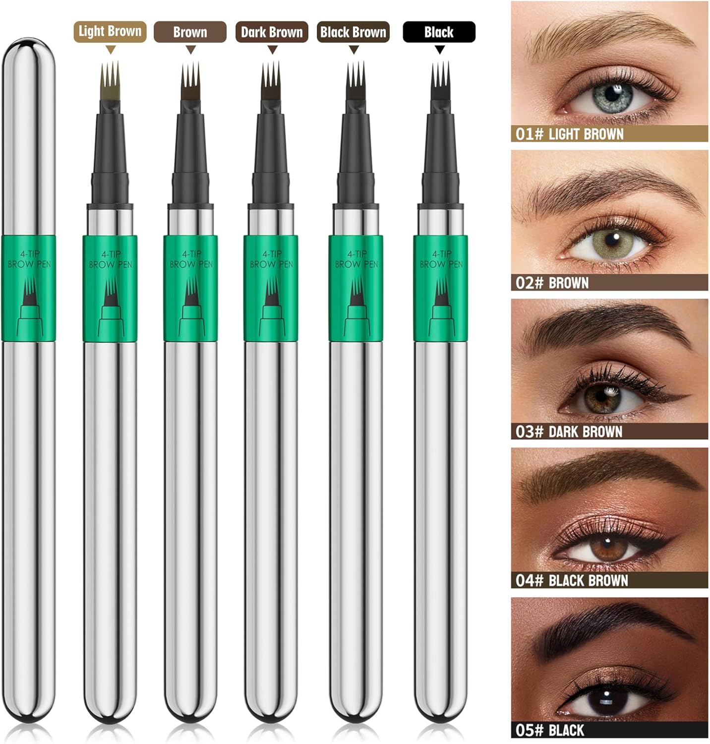 Microblading Eyebrow Pen,Waterproof Eye Brow Pen With 4-Fork-Tip Liquid Brow Pen