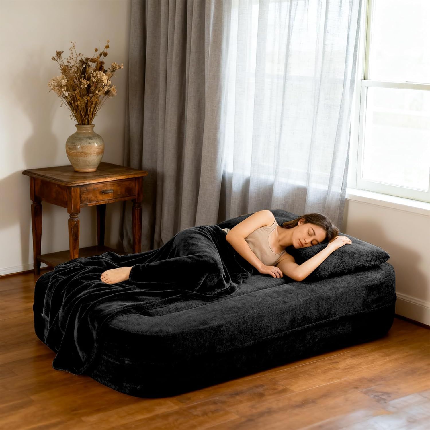 Convertible Sofa Bed With Blanket, Boneless Cloud Couch Queen  Fabric For Living