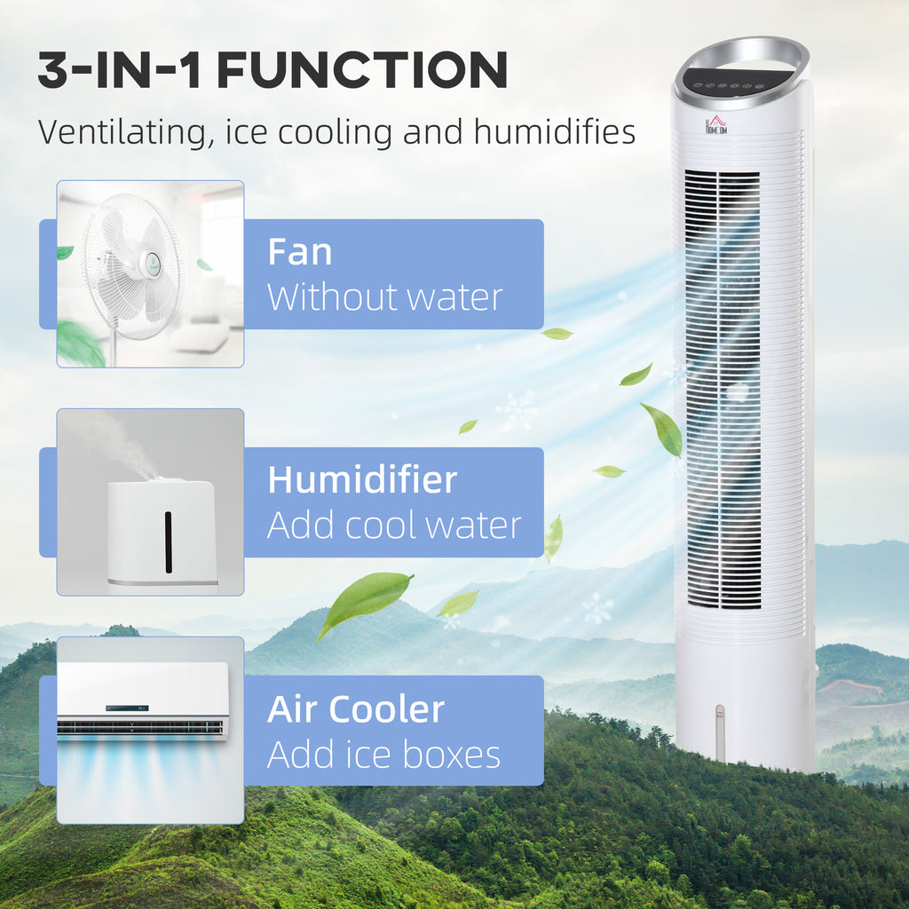40" Portable Oscillating Air Cooler Fan For Home Office, 3-In-1 Standing Ice Flo