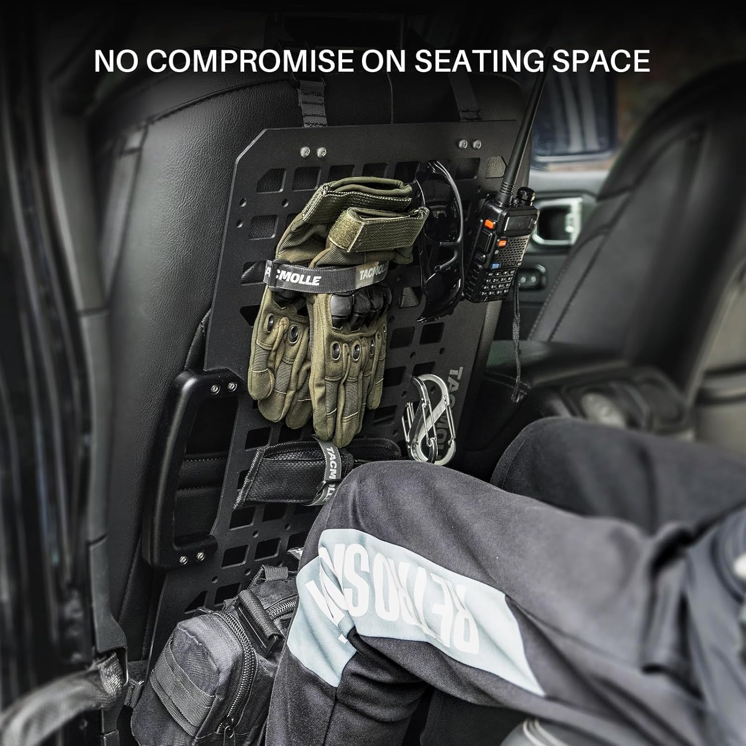 TACMOLLE Portable Rigid MOLLE Panel, Tactical Car Back Seat Organizer With Handl