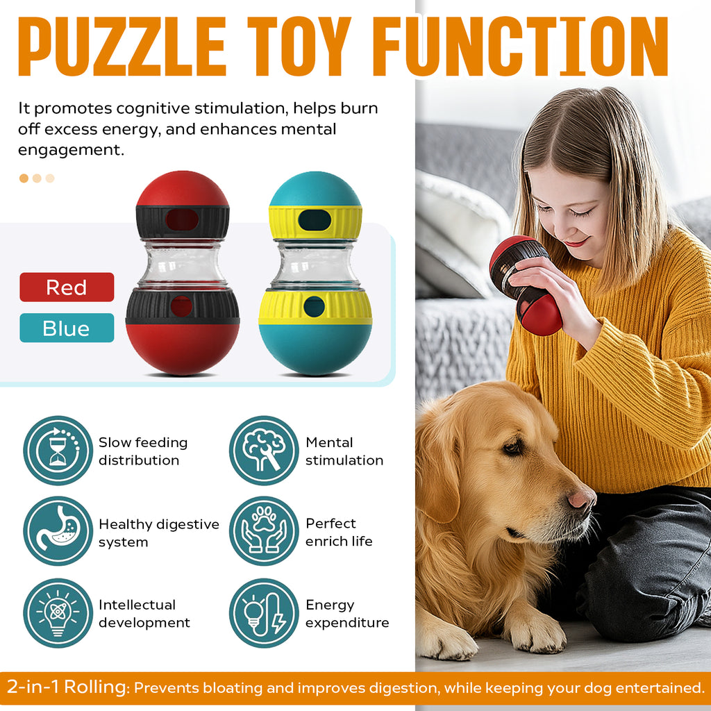 Dog Puzzle Toy, Adjustable Treat Dispensing Ball Food Dispenser Tough Slow Feede