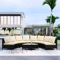 TOPMAX 5 Pieces All-Weather Brown PE Rattan Wicker Sofa Set Outdoor Patio Sectio