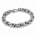 Antique Scroll Engraved Thick Curb Chain Bracelet For Men, Copper Plated Silver 