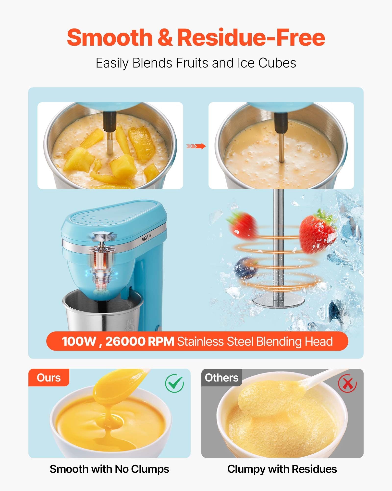 Milkshake Maker, 100W Milk Shake Maker Mixer, Single Head Drink Mixer Blender Ma