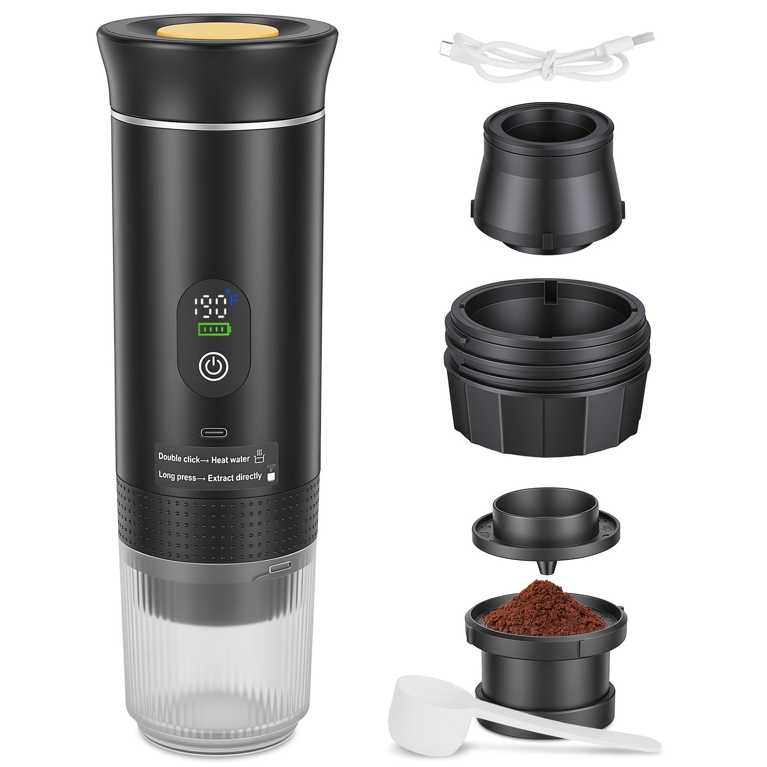 3 In 1 Portable Espresso Machine Cordless Mother Day Self Heating Coffee Maker W