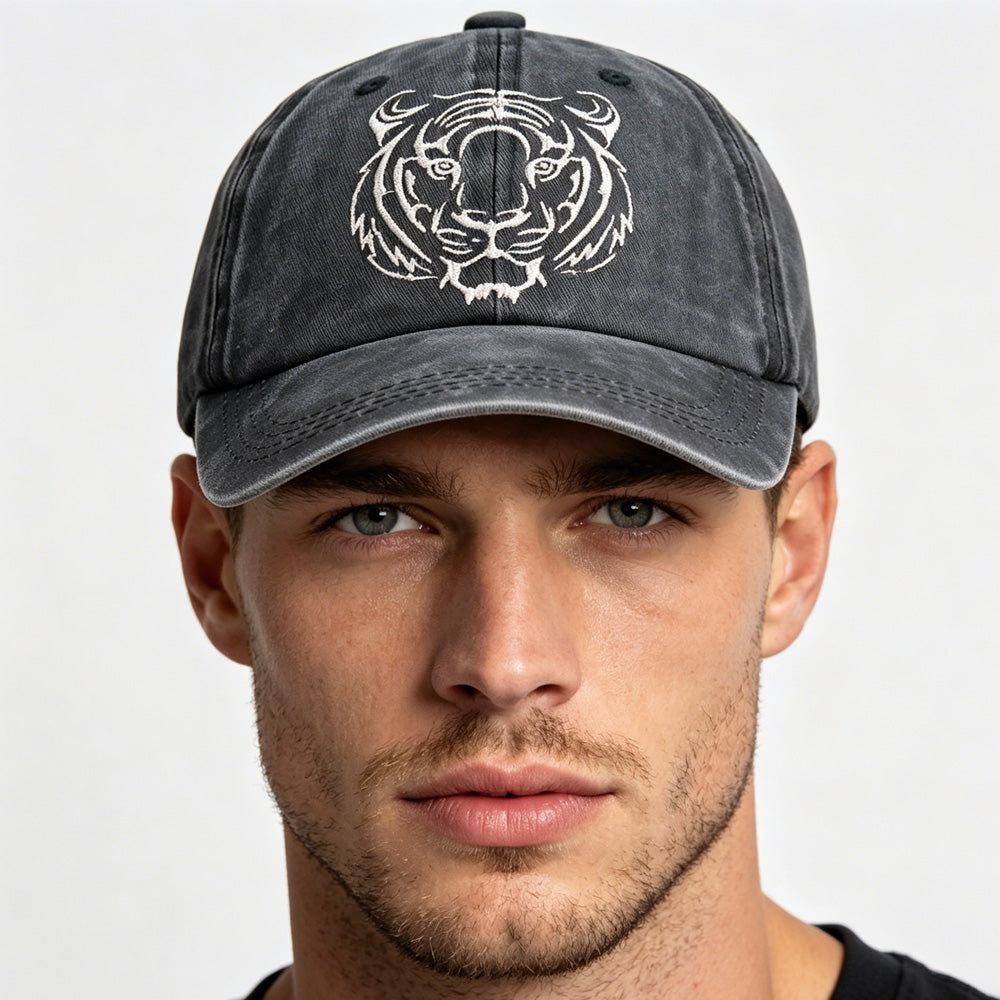 2pcs Tiger Embroidered Vintage Washed Baseball Cap - Hull City The Tigers World 