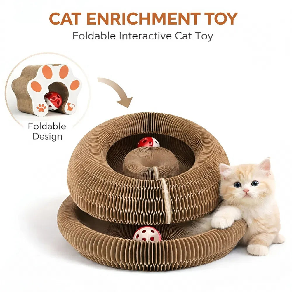 2PCS Kitty Curls Cat Toy - Foldable Accordion Cat Scratcher WithBall - Magic Org