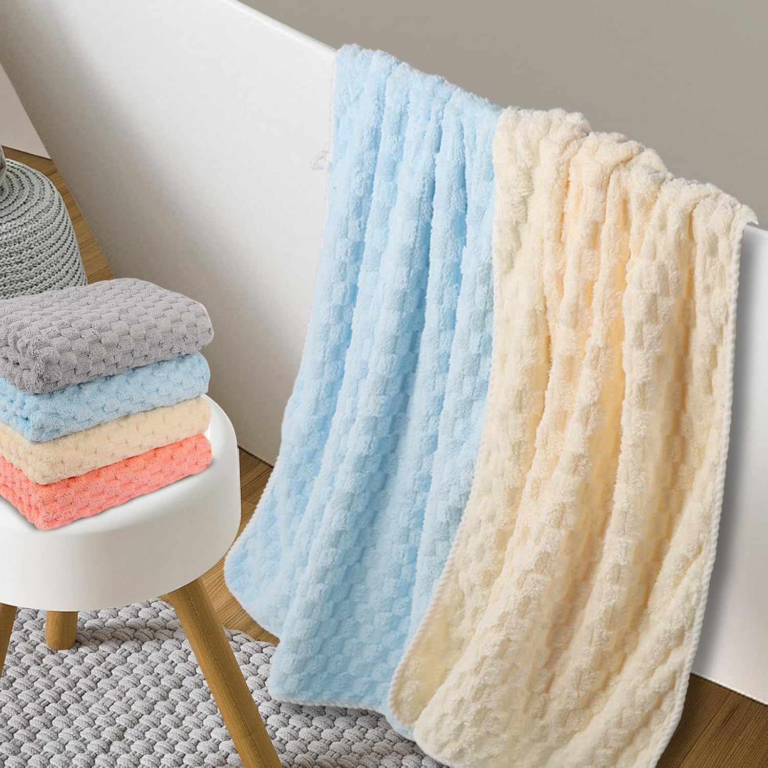 Luxury Microfiber Bath Towels 4-Pack  8X Absorbent Quick-Dry 27.5x55in Ultra Lig