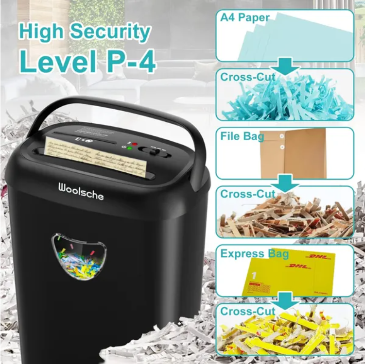 Cross Cut Paper Shredder,High-Performance,14-Sheet Capacity,6.6 Gallon Basket,P-