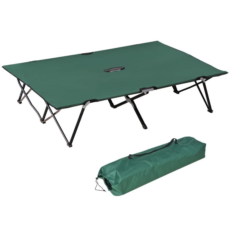 2 Person Folding Camping Cot For Adults, 50 Extra Wide Outdoor Portable Sleeping