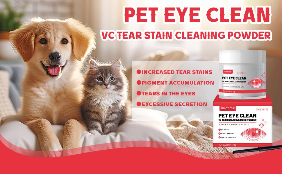 Pet Tear Stain Removal Powder - Natural And Gentle Formula, Eye And Fur Care, Te