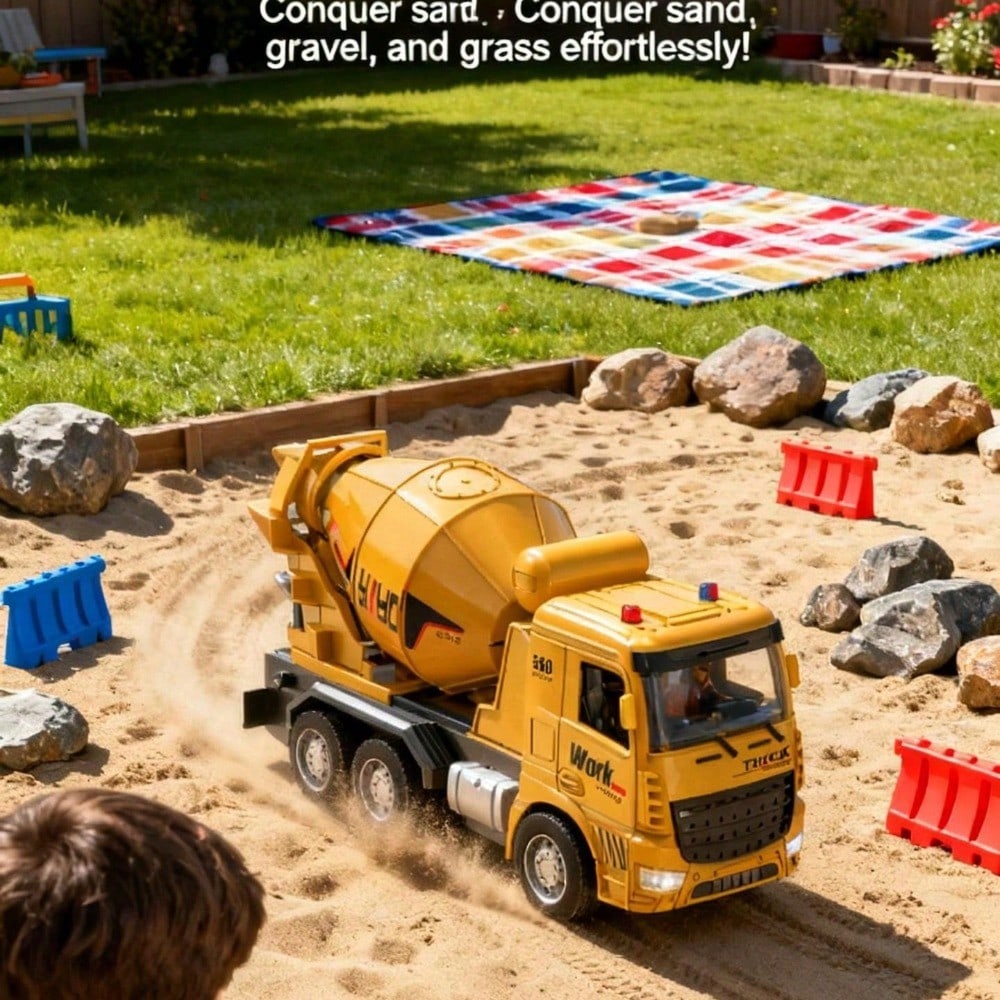 Remote Control Construction Play Set. This Rechargeable Concrete Mixer Truck Is 