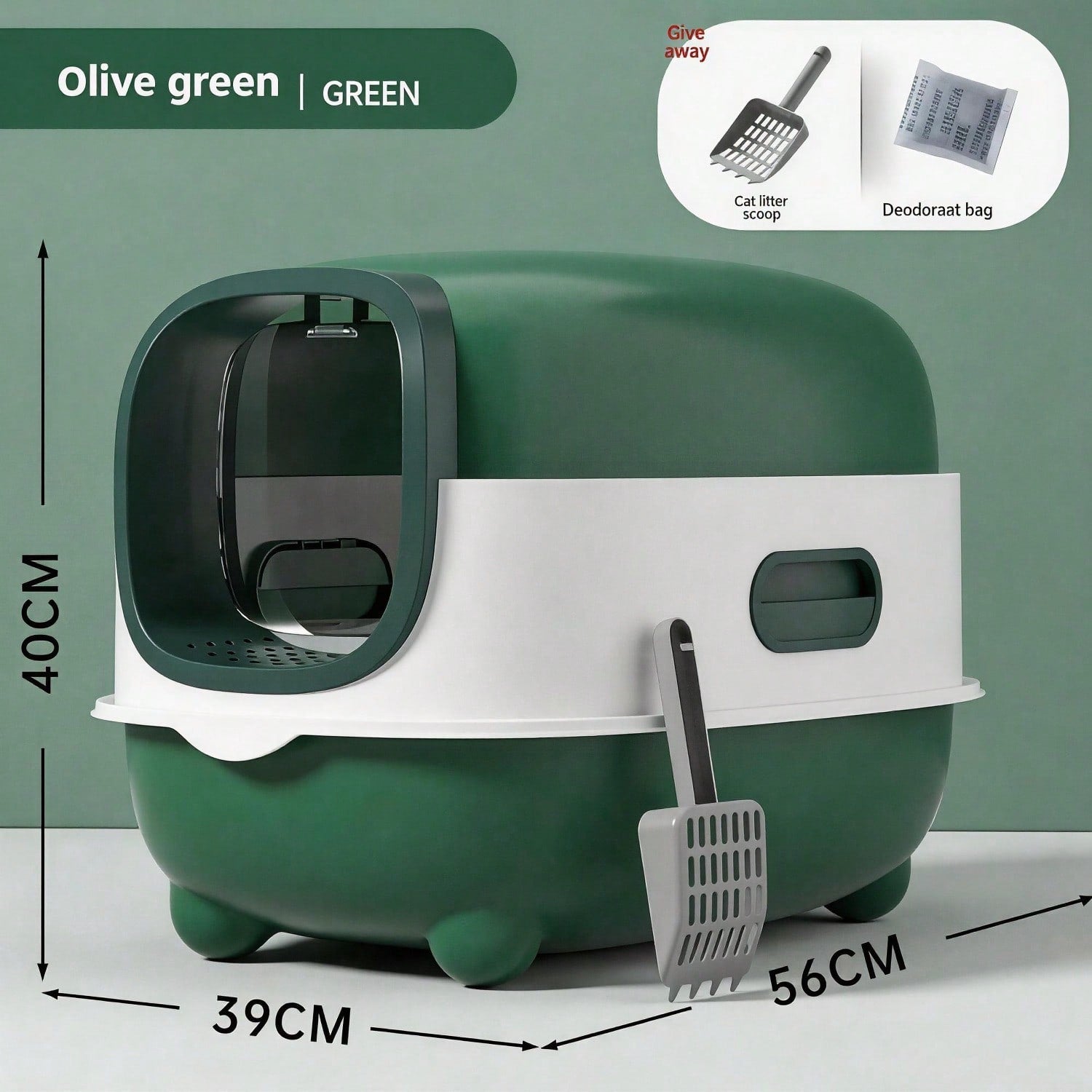 Fully Enclosed Cat Litter Box With UV Sterilization Odor Control, Large 56cm Spa