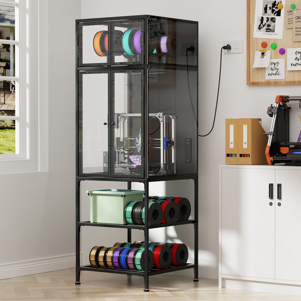 3D Printer Cabinet With Double Layer 3D Printer Filament Storage Rack, T-Shaped 