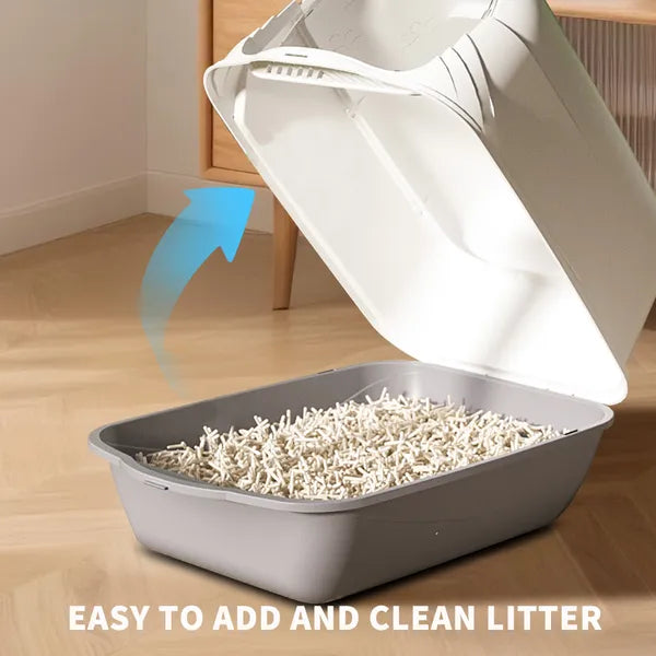2026 Top Rated Fully Enclosed Cat Litter Box, Gray - Odor-Locking, Portable With