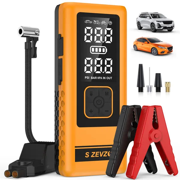 S ZEVZO 2 In 1 4000A Car Jump Starter With Air Compressor Air Inflator Portable 
