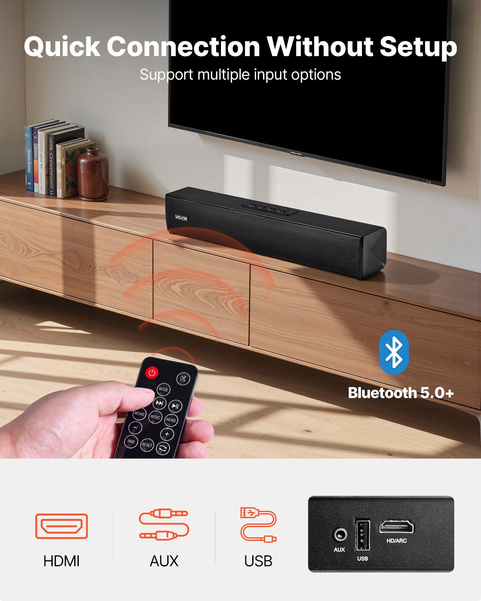Sound Bar For Smart TV, 2.0 Channel, 17-Inch Compact Soundbar TV Speakers For Pr