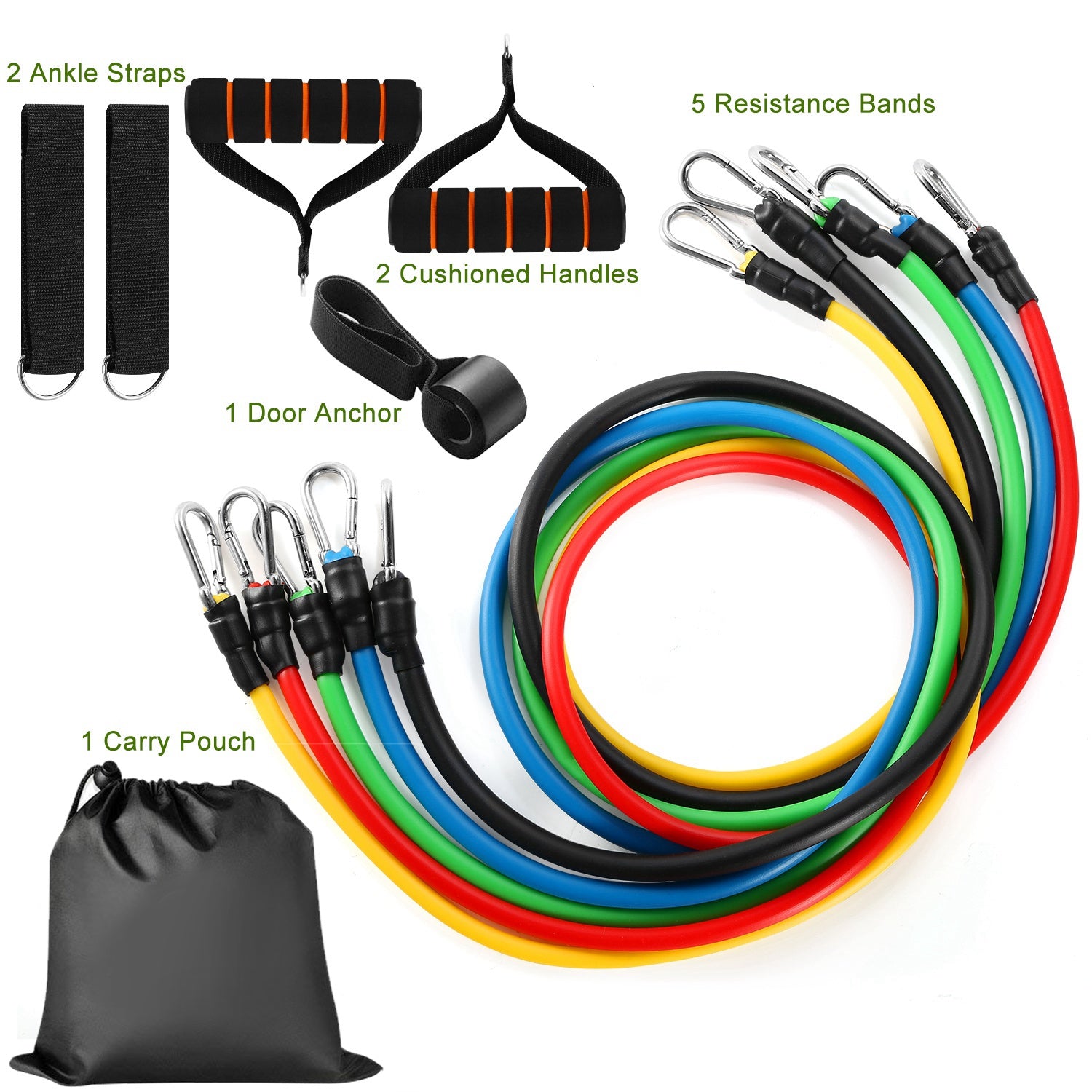 11Pcs Resistance Bands Set Fitness Workout Tubes Exercise Tube Bands Up To With 