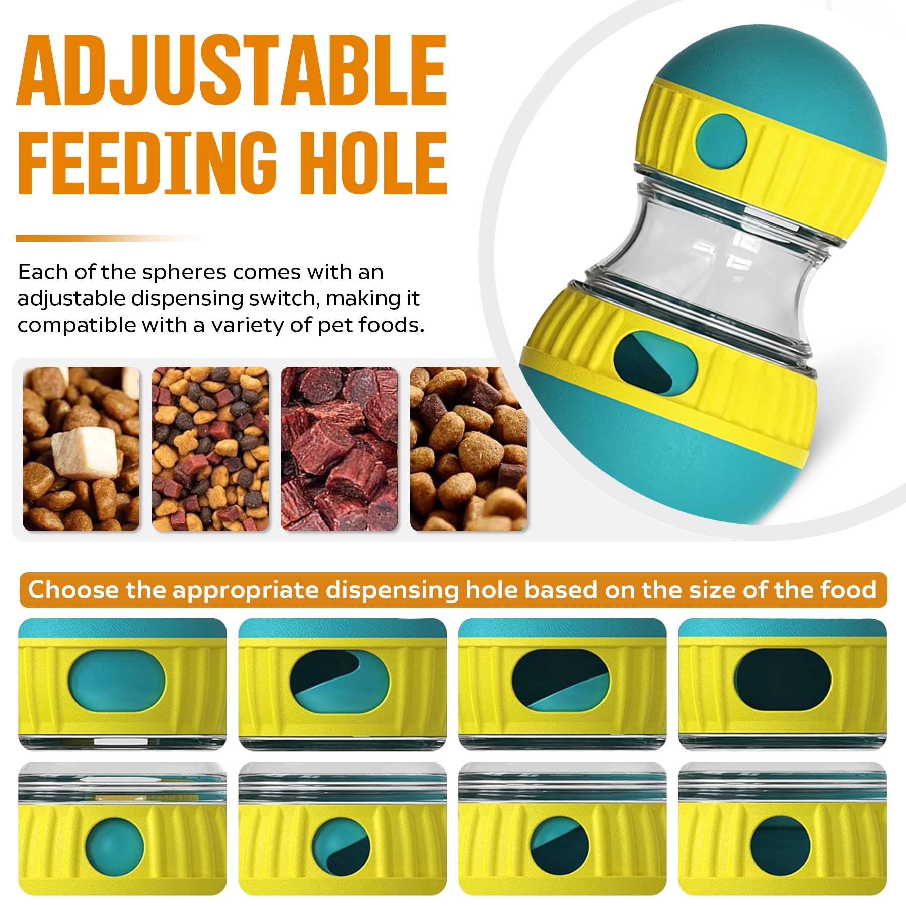 Dog Puzzle Toy, Adjustable Treat Dispensing Ball Food Dispenser Tough Slow Feede