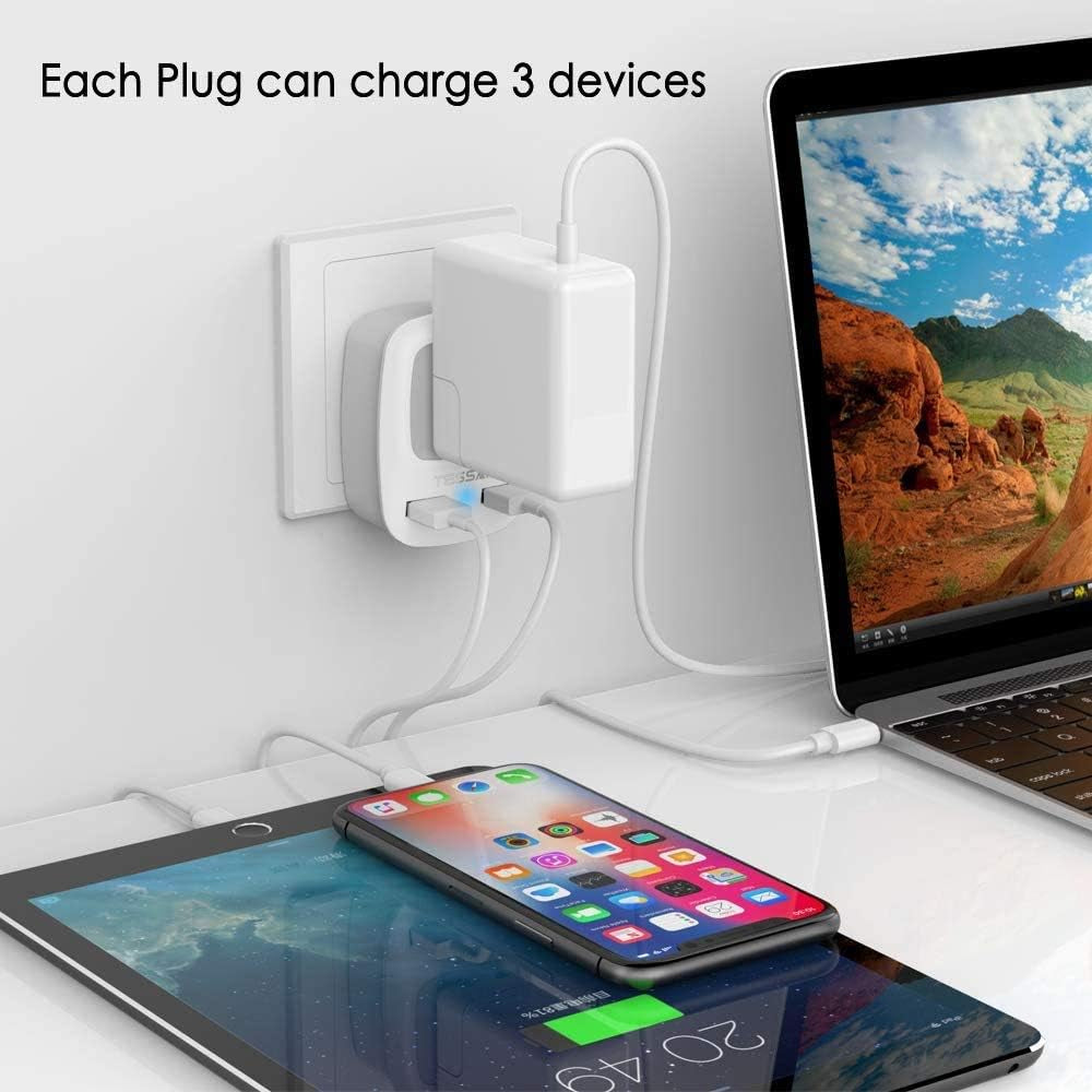 UK Ireland Hong Kong Power Adapter,  International Travel Plug with 2 USB, Type G Converter Outlet Adaptor Charger for USA to British England Scotland Irish Qatar London