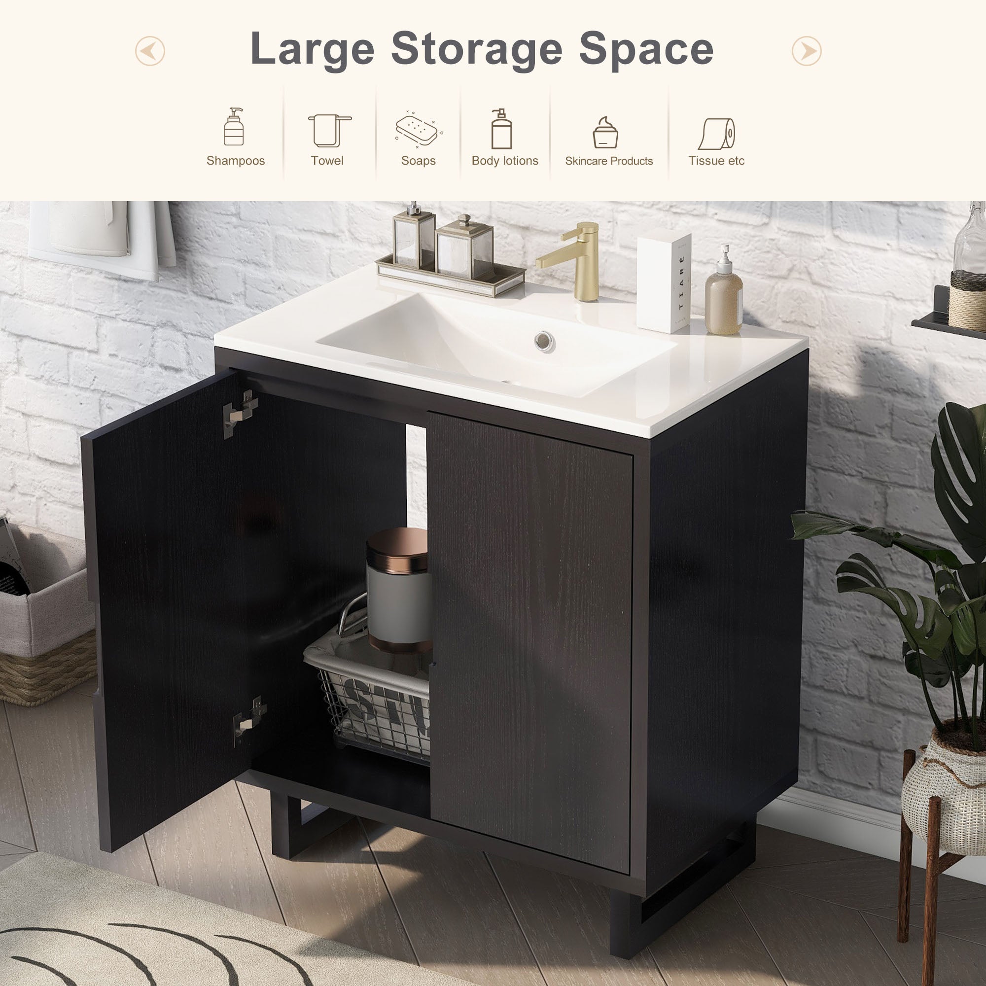 30  Bathroom Vanity Set With Sink, Combo Cabinet, Bathroom Storage Cabinet, Soli
