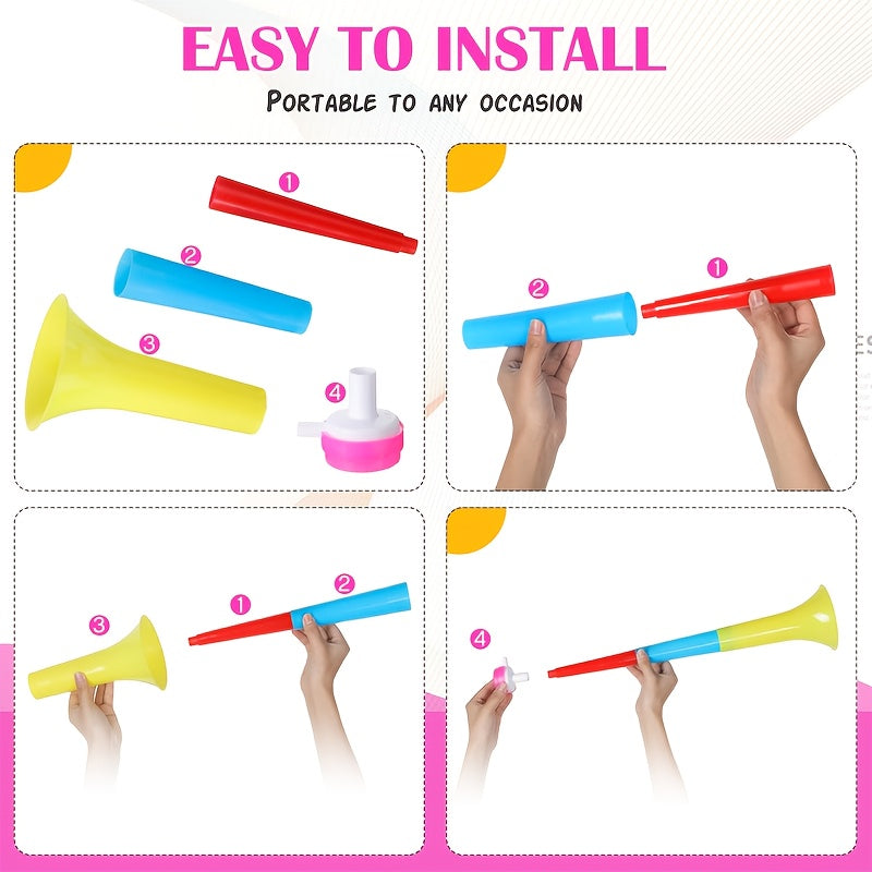 4pcs Retractable Multi Section Cheering Horn,Color Random,for Soccer, Sports Eve