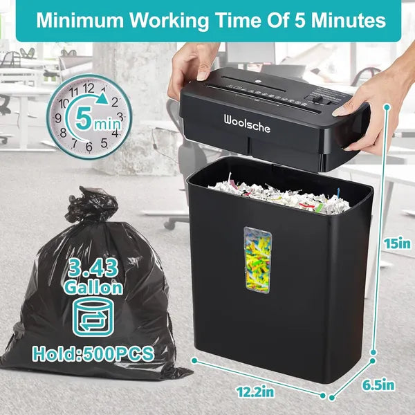 Woolsche Paper Shredder - 10-Sheet Cross Cut With 3.43-Gallon Basket - P-4 Secur