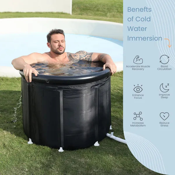 XXL Ice Bath Tub, 102 GL Cold Plunge Tub, Portable Plunge Pool, Multi-level Port