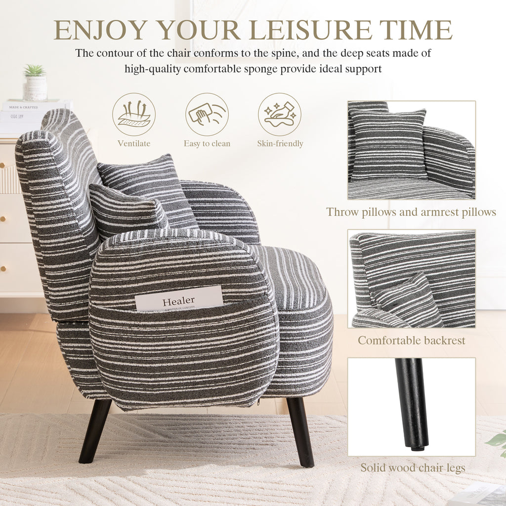 Modern Style Two-seater Sofa With Ultra-comfortable Armrests, Armrest Pillows, A