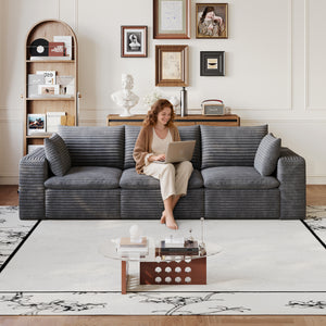 102  Cloud Sofa,Corduroy Fabric,Deep Seat Couches,Double-layer Design,Removable  Cushion,No Assembly, DIY Combination For Living Room, Bedroom,Conference Room ,Apartment,Dark Grey