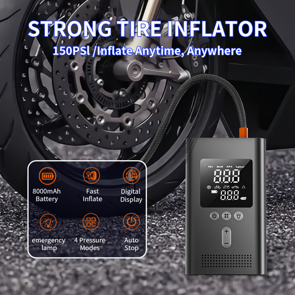 Portable Car Starter With Air Compressor,150PSI Digital Tire Inflator,Car Batter