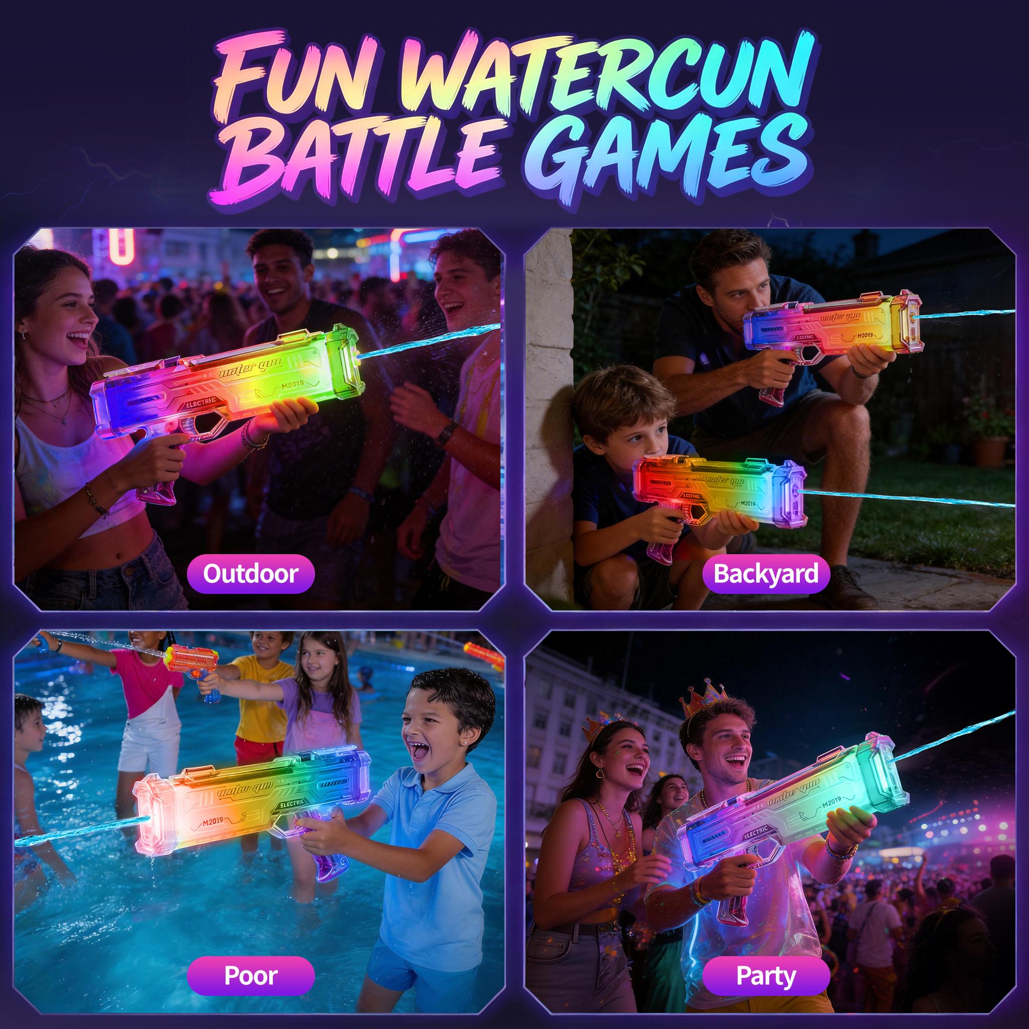 Blue Futuristic Electric Water Gun, Rechargeable Transparent Gradient Water Cann
