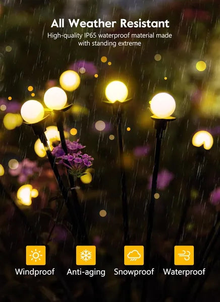 Solar Garden Lights - 4 Pack 48 LED Firefly Lights With 2 Lighting Mode, Sway By