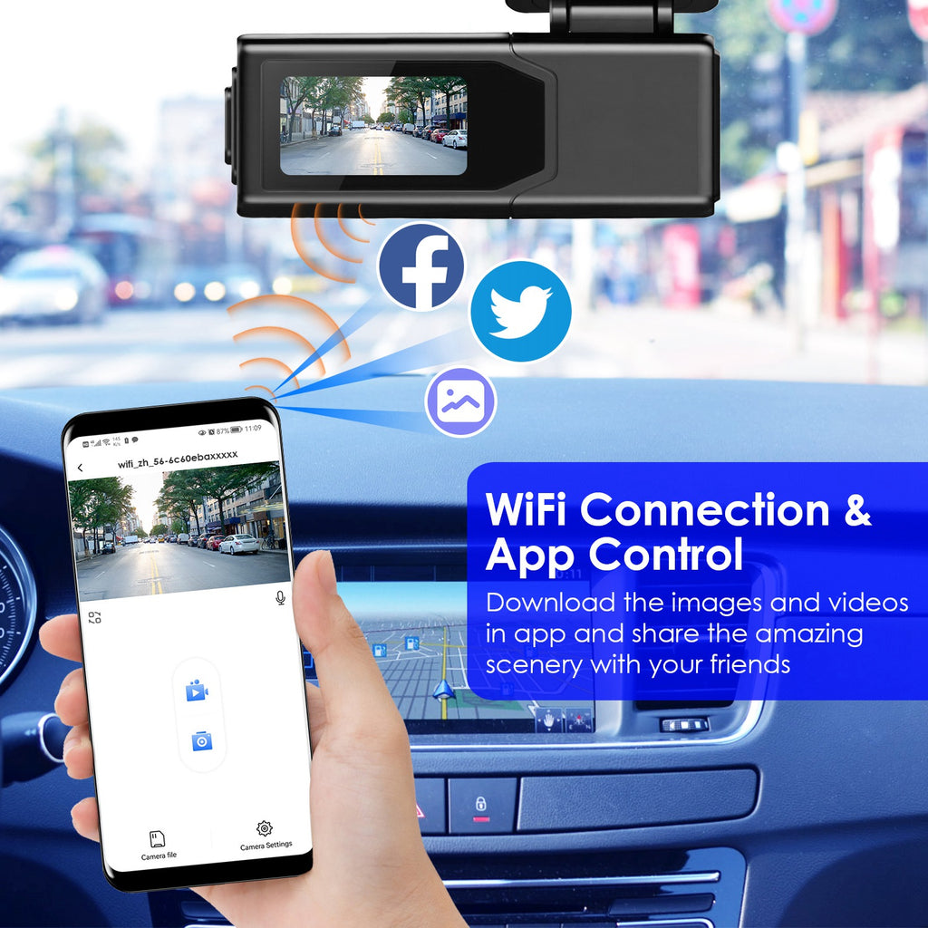 1Pc 2K HD Front Dash Cam For Car With IPS Screen Night Vision Loop Recording Inc