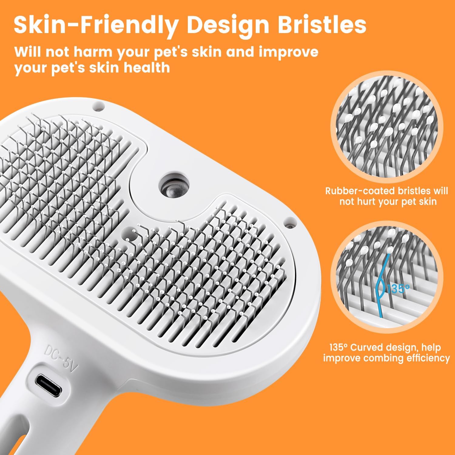 3 In 1 Cat Steam Brush, Pet Steam Brush For Cat Dog Long Short Haired, Pet Spray