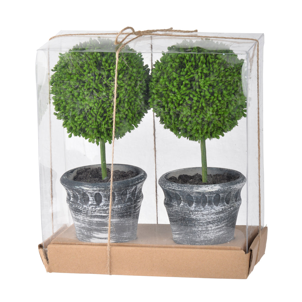 S 2 D4x9.5  Mini Faux Topiaries In Black Pot