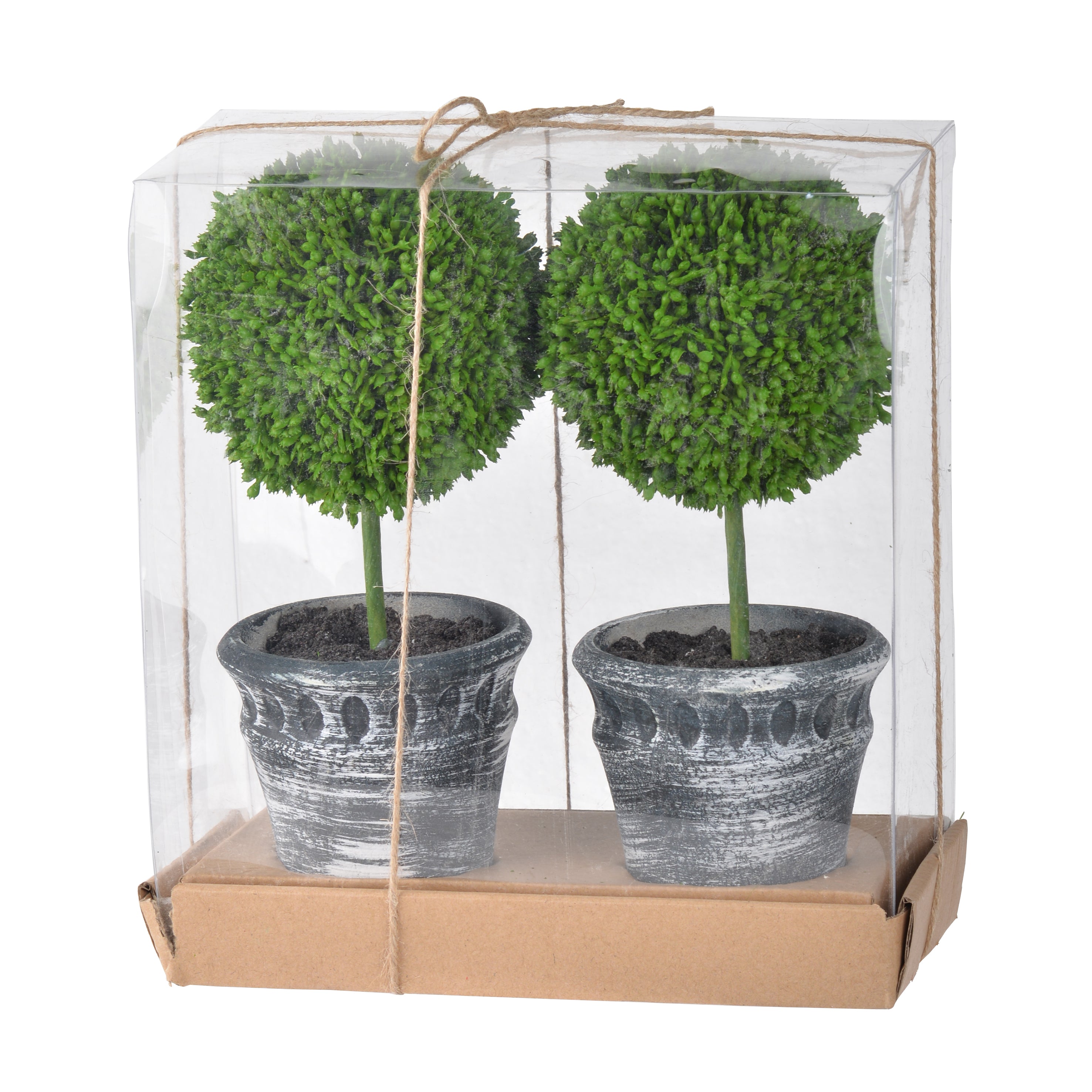 S 2 D4x9.5  Mini Faux Topiaries In Black Pot