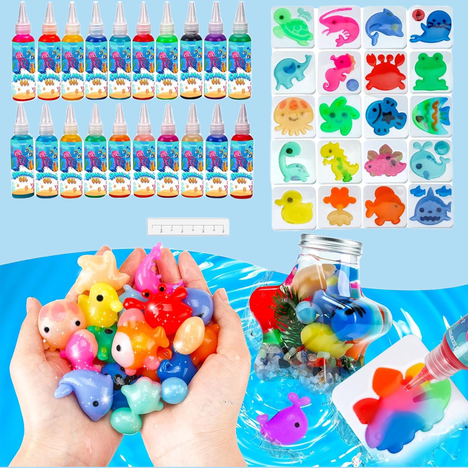 Magic Gel Water Pet Slow-Rebound Toy Set - 20 Types Of Gel, 5 Molds - DIY Crafts