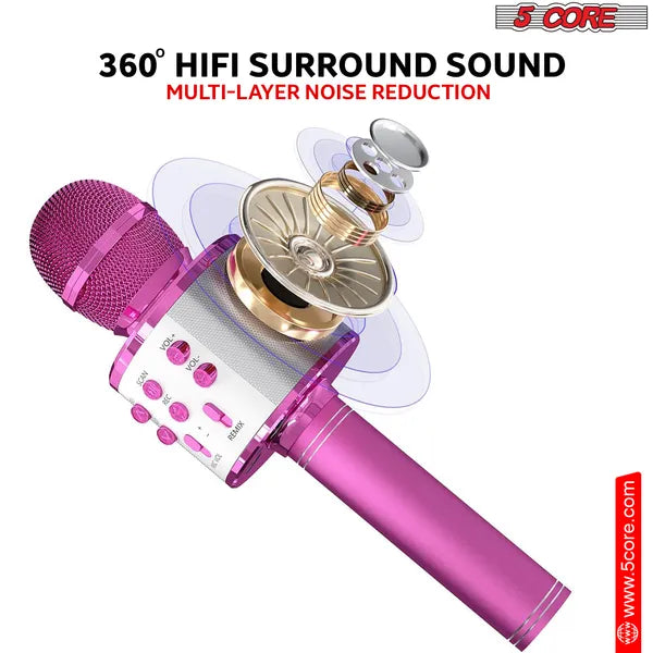 5 Core Microphone Wireless Karaoke Mic With Speaker 3 In 1 Portable Bluetooth Mi