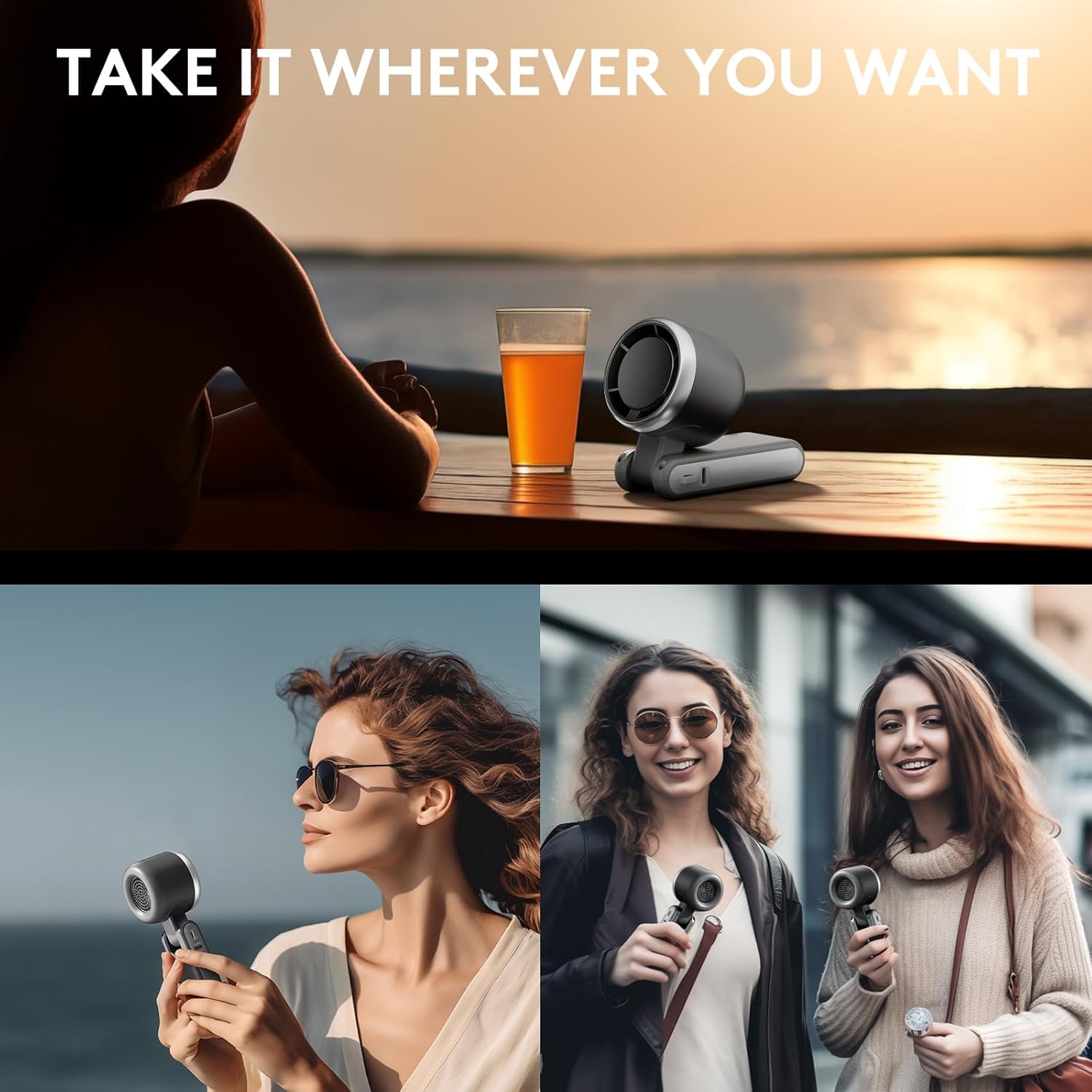 3 IN 1 Portable Handheld Turbo Fan, 5 Gear Wind,2500mAh Battery Operated
