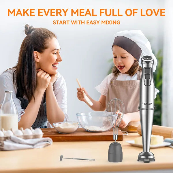 TENKER 1100W Immersion Hand Blender, Stainless Steel Stick Blender With 12-Speed
