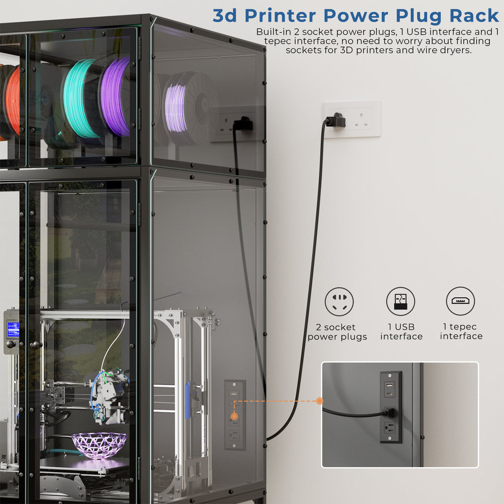 3D Printer Cabinet With Double Layer 3D Printer Filament Storage Rack, T-Shaped 