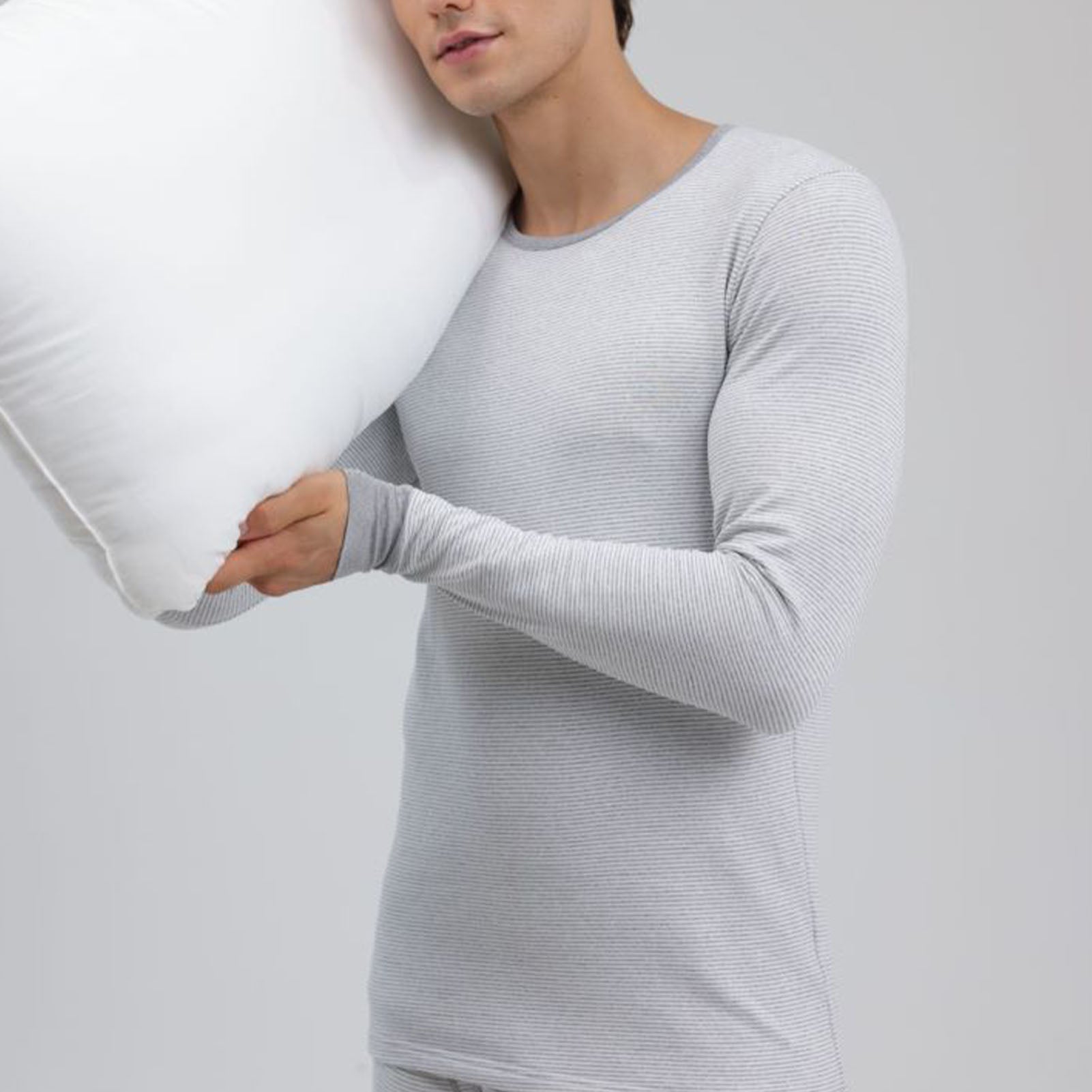1 Set Men Thermal Underwear Set Knit Slim Fit Stylish Warm Winter Base Layer Col