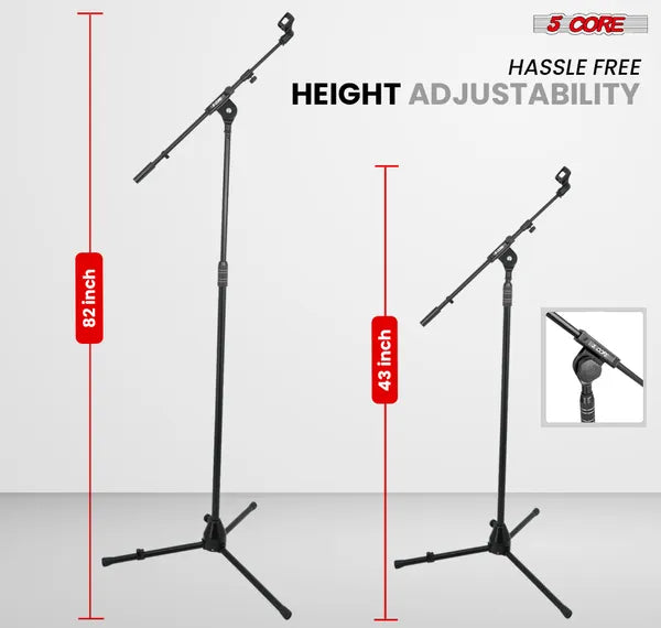 5 Core Mic Stand Adjustable Microphone Stands Floor W 180° Rotating Telescoping 