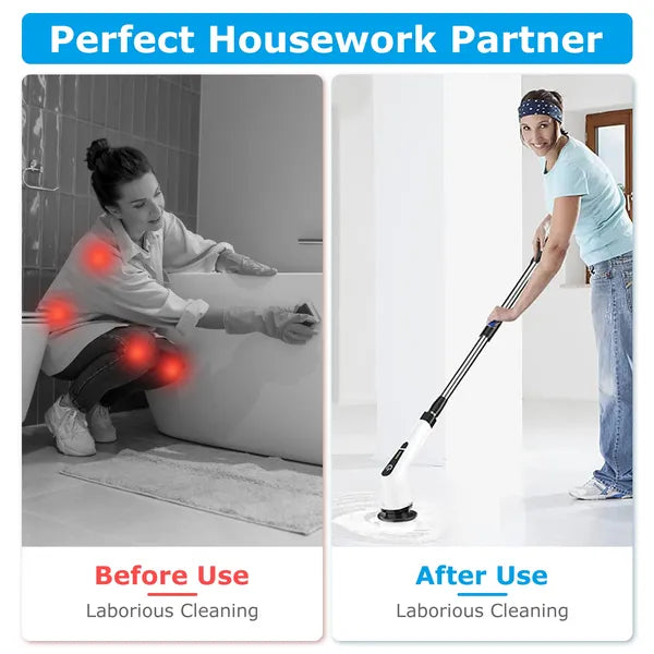 Electric Spin Scrubber Cordless Rechargeable Telescopic Cleaning Brush 8 Replace