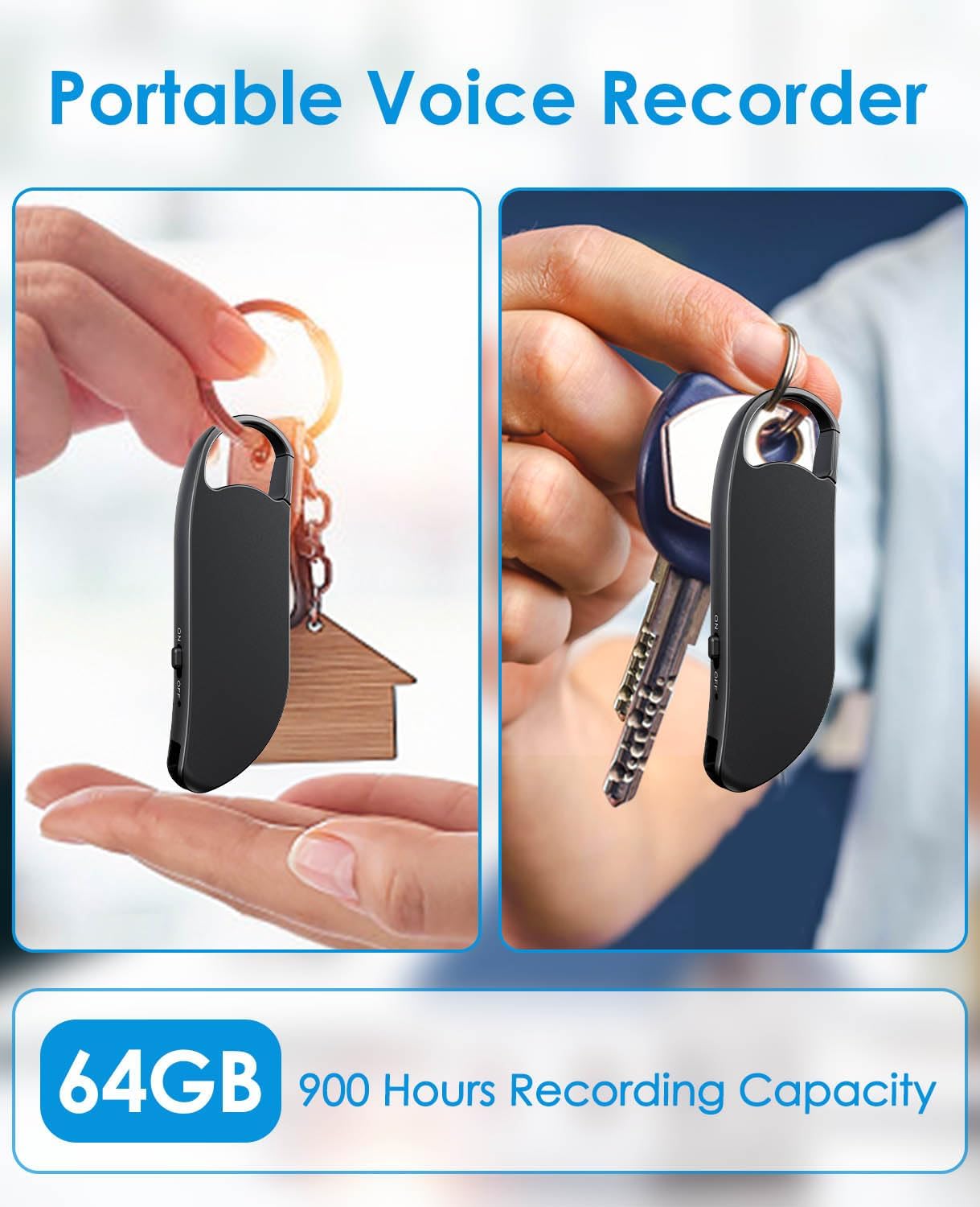 Digital Voice Recorder, 64GB Voice Activated Recorder With Noise Reduction For W