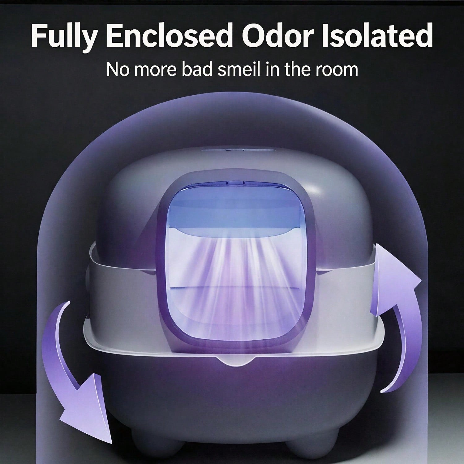 Fully Enclosed Cat Litter Box With UV Sterilization Odor Control, Large 56cm Spa