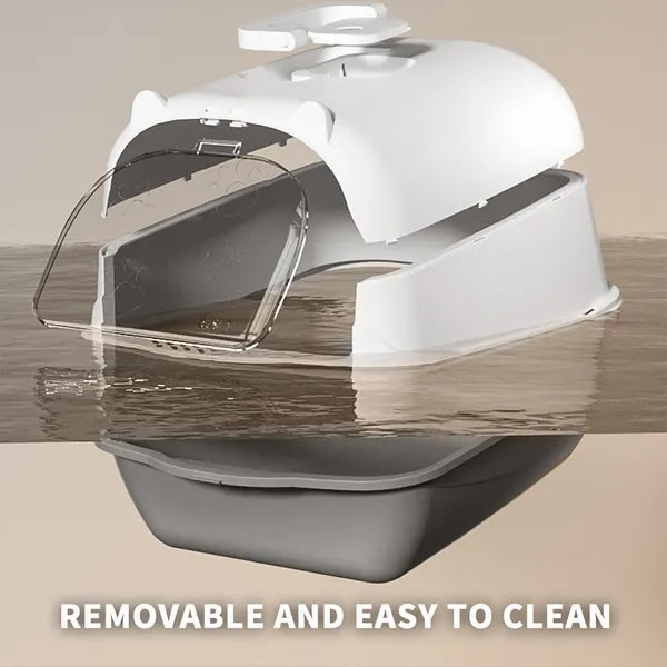 2026 Top Rated Fully Enclosed Cat Litter Box, Gray - Odor-Locking, Portable With